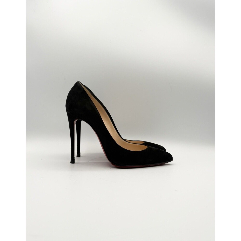 Christian Louboutin Black Suede Pigalle Pointed Toe Stiletto Heels Size EU 37.5